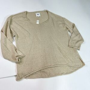 Aerie Sweater Womens Large Cream Beachy Voop Scoopneck Textured Knit Pullover NW